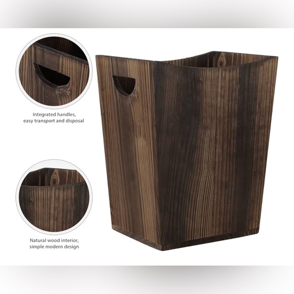 Mooace rustic wood wastebasket - Picture 4 of 10